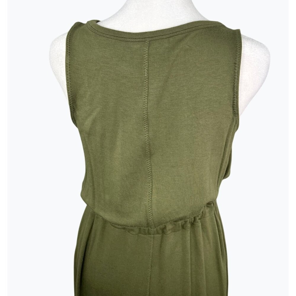 The Limited Olive Green Sleeveless Midi Dress W/ Drawstring Waist Medium - Picture 11 of 13